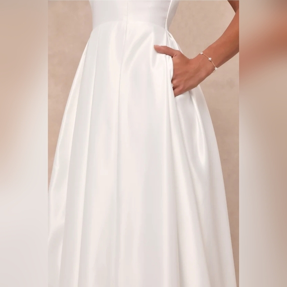 Lulus Extraordinary Vow White Off-the-Shoulder Maxi Dress with Pockets, Small - Picture 4 of 14